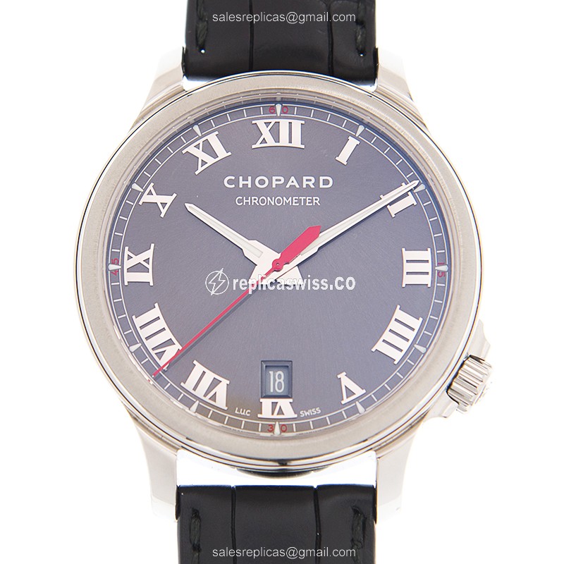 Chopard L.U.C 168527-3001 - Automatic - Steel - Gray Dial - Black Alligator Buckle - Luxury Replica L.U.C Watch